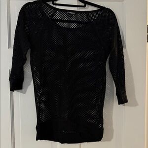 Express Black Mesh Knit Top